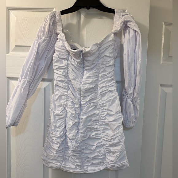 House of CB X Mistress Rocks Cross My Mind Off Shoulder Ruched Mini Dress - Picture 4 of 4